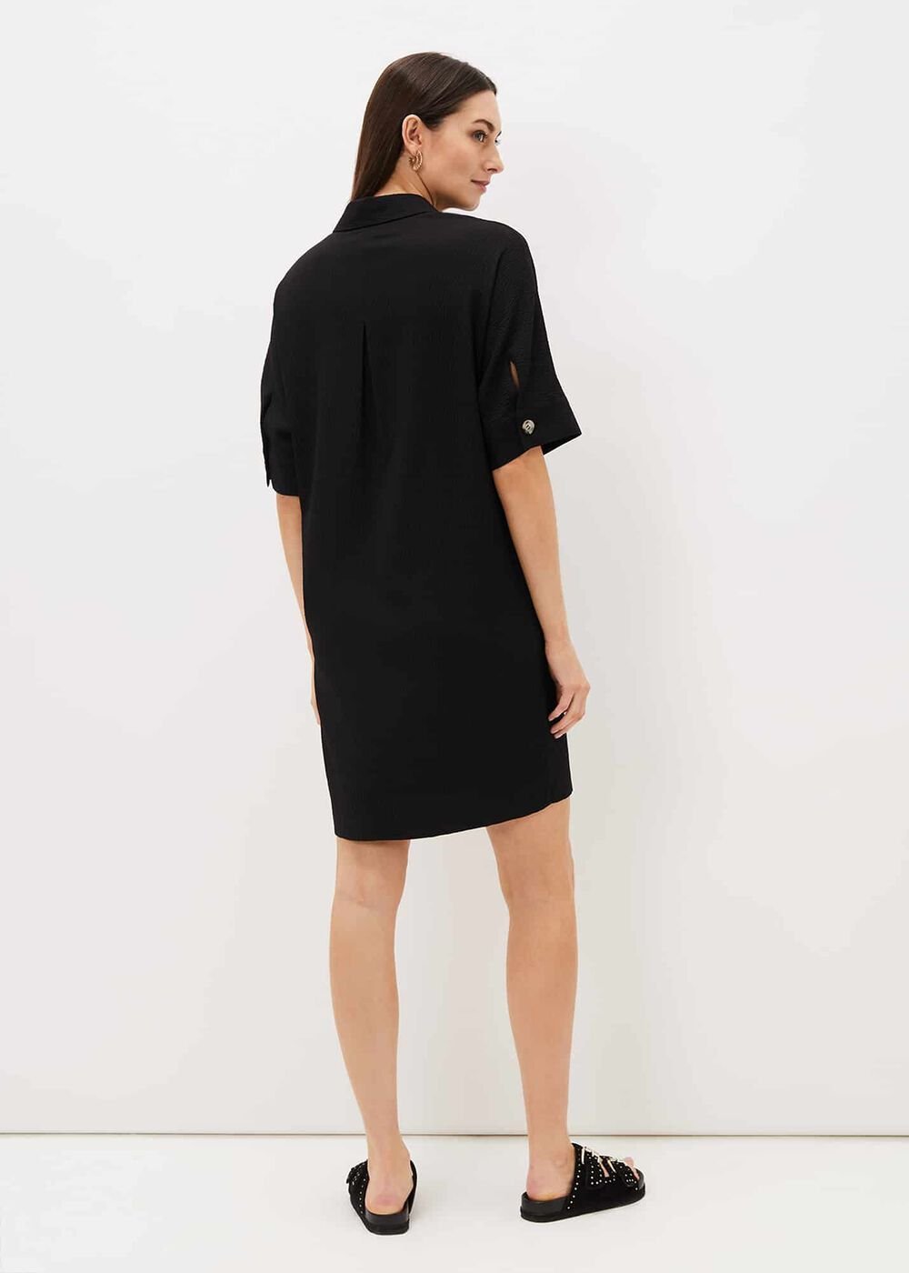 Faye Textured Tunic Dress - Black