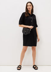 Faye Textured Tunic Dress - Black