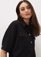 Faye Textured Tunic Dress - Black