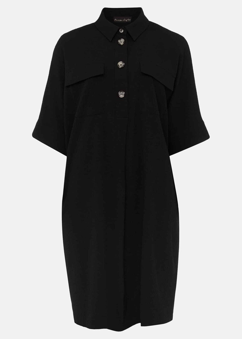 Faye Textured Tunic Dress - Black