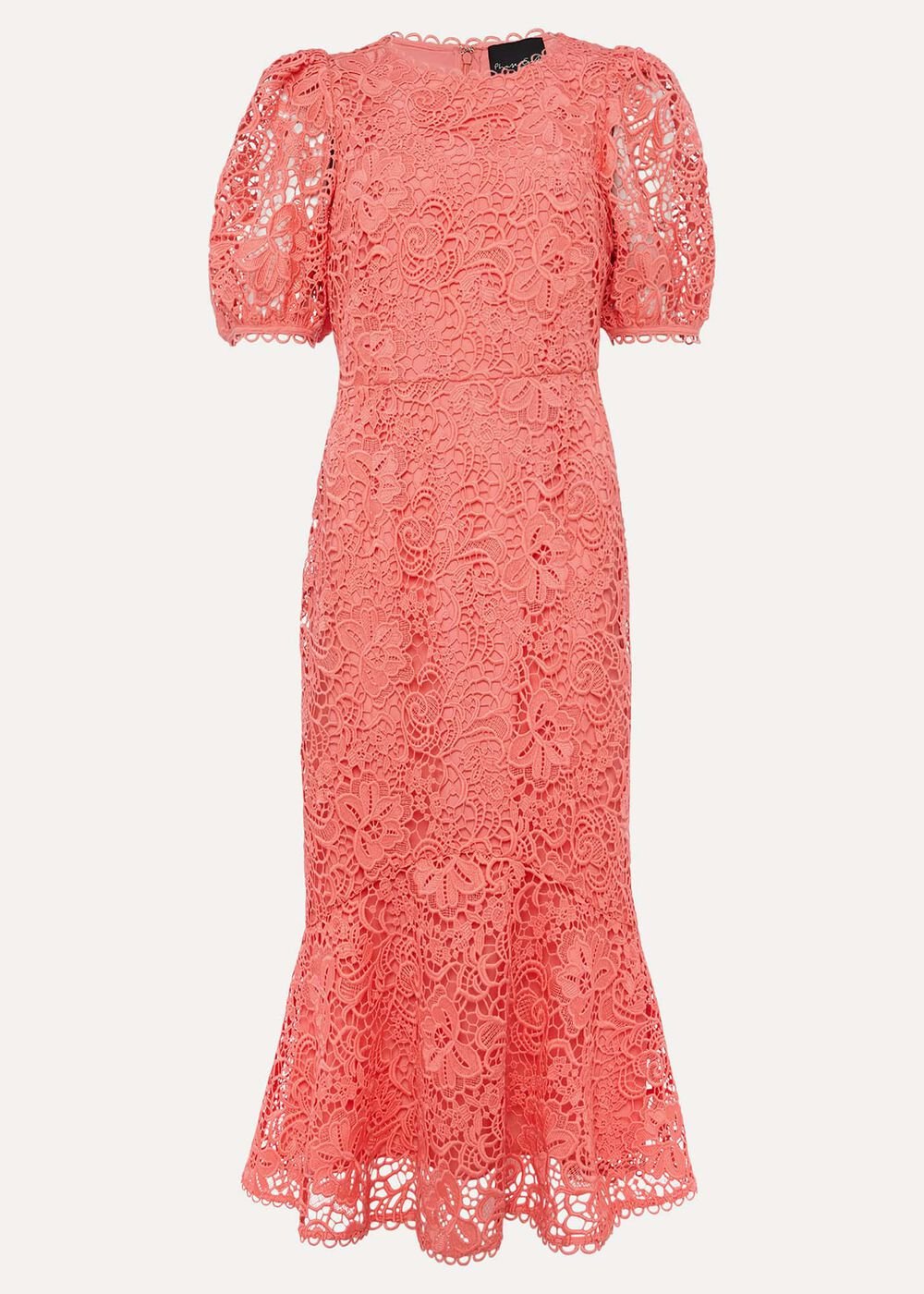 Lidia Guipure Lace Fishtail Dress - Watermelon