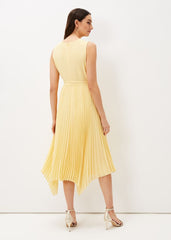 Petra Pleated Wrap Dress - Pale Yellow