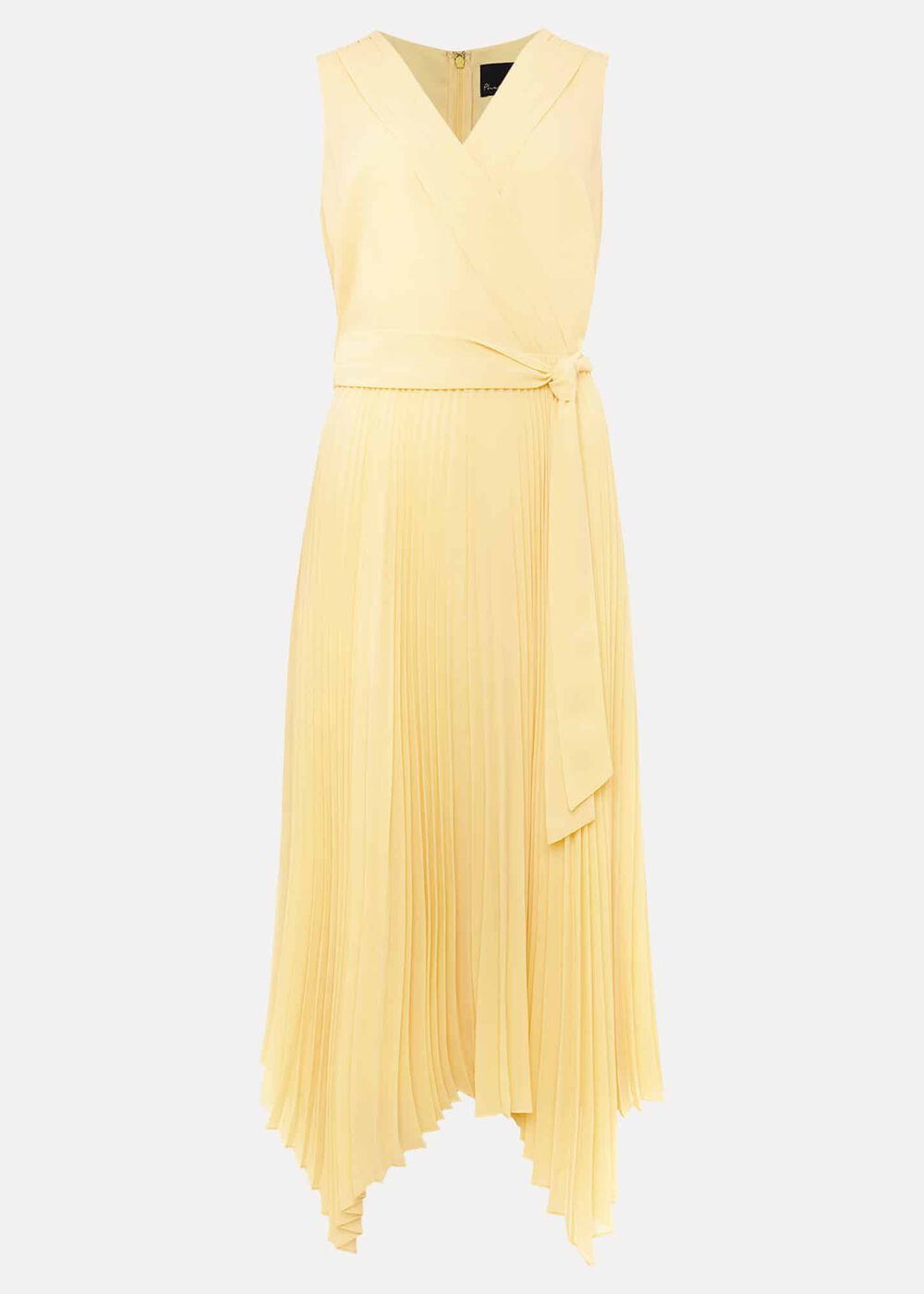 Petra Pleated Wrap Dress - Pale Yellow