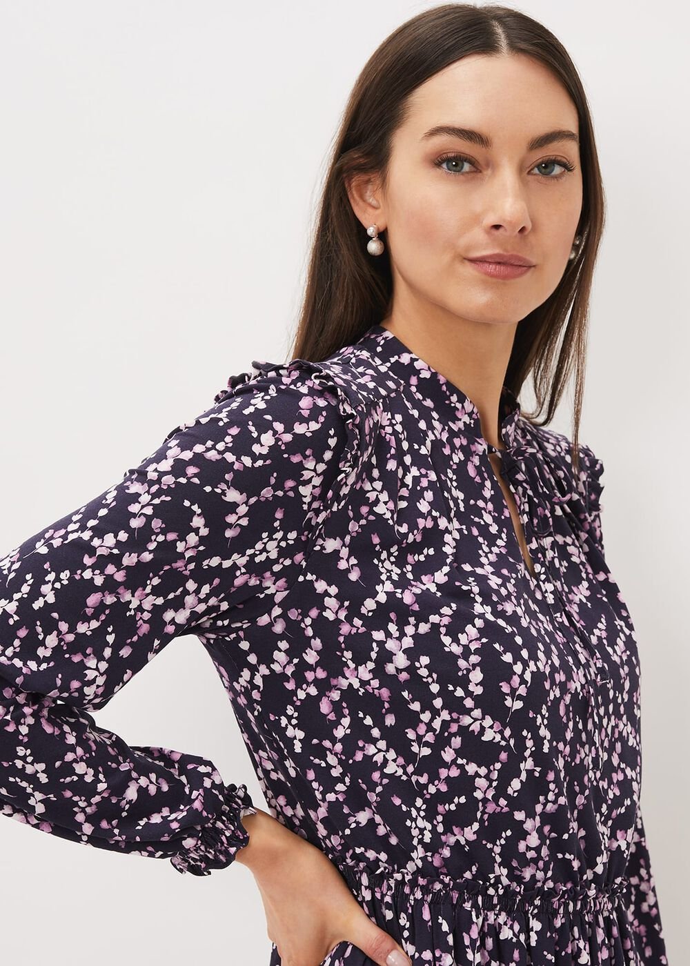Shay Floral Midi Dress - Purple/Pink