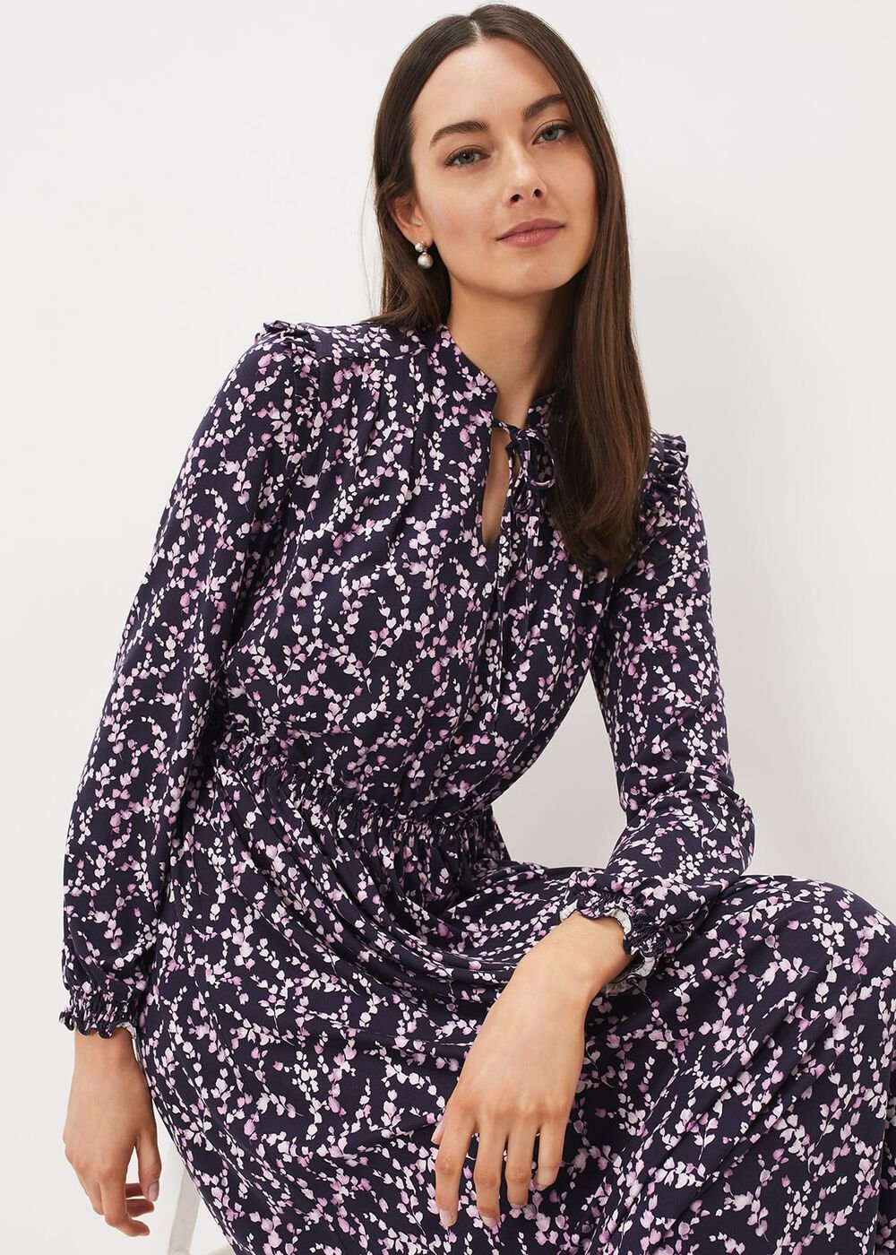Shay Floral Midi Dress - Purple/Pink