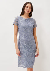 Bea Embroidered Dress - Arctic Blue
