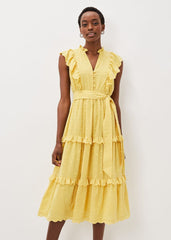 Parissa Cotton Frill Dress - Yellow