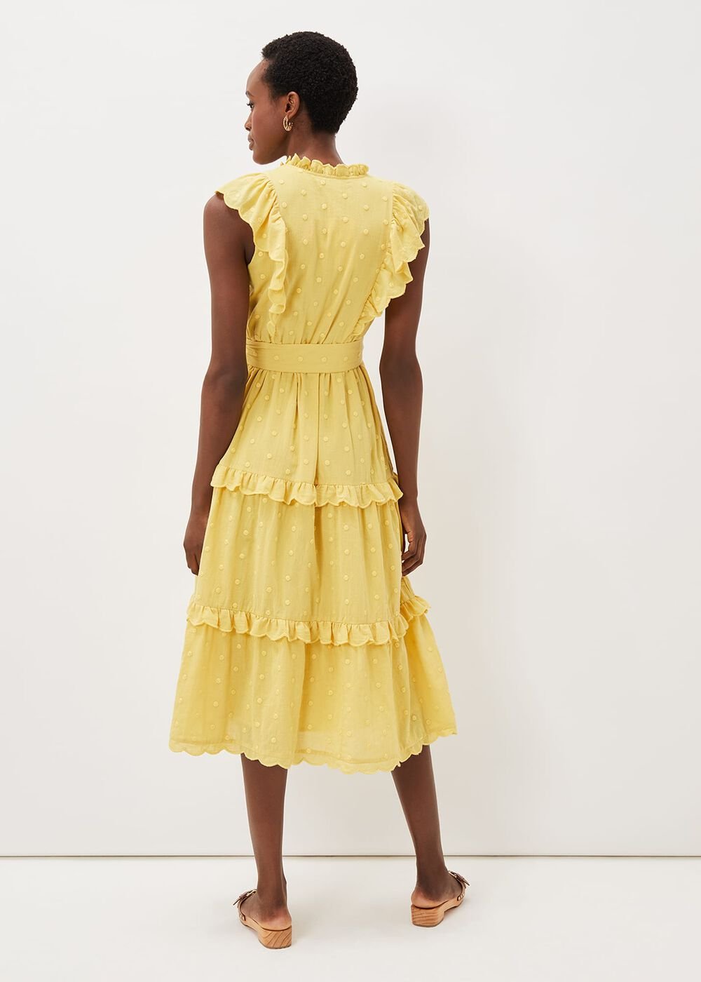 Parissa Cotton Frill Dress - Yellow