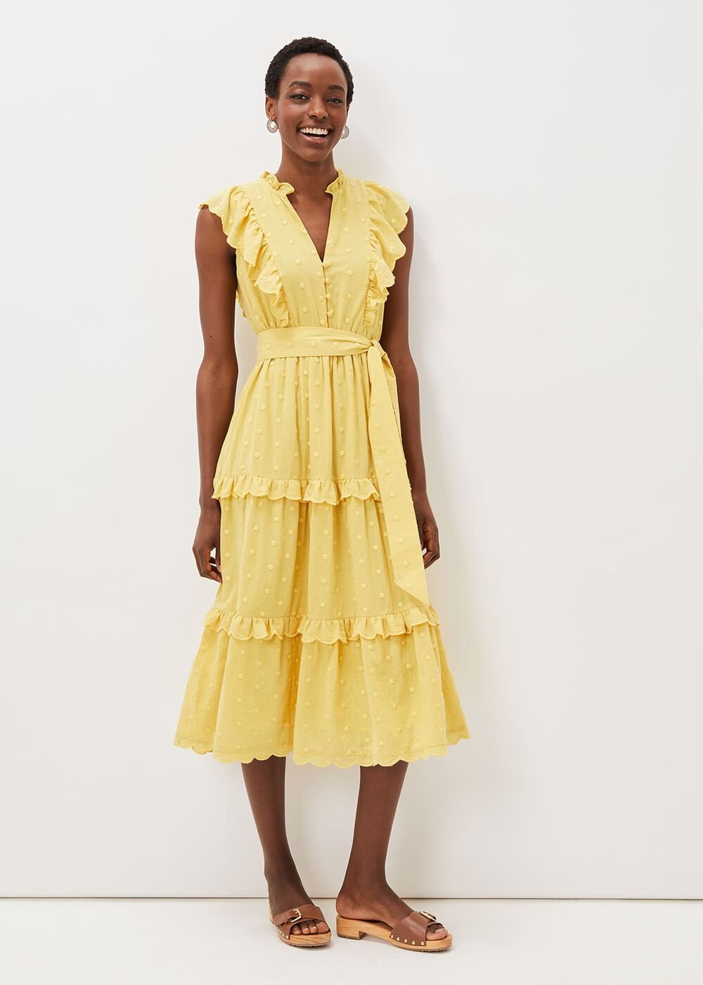 Parissa Cotton Frill Dress - Yellow