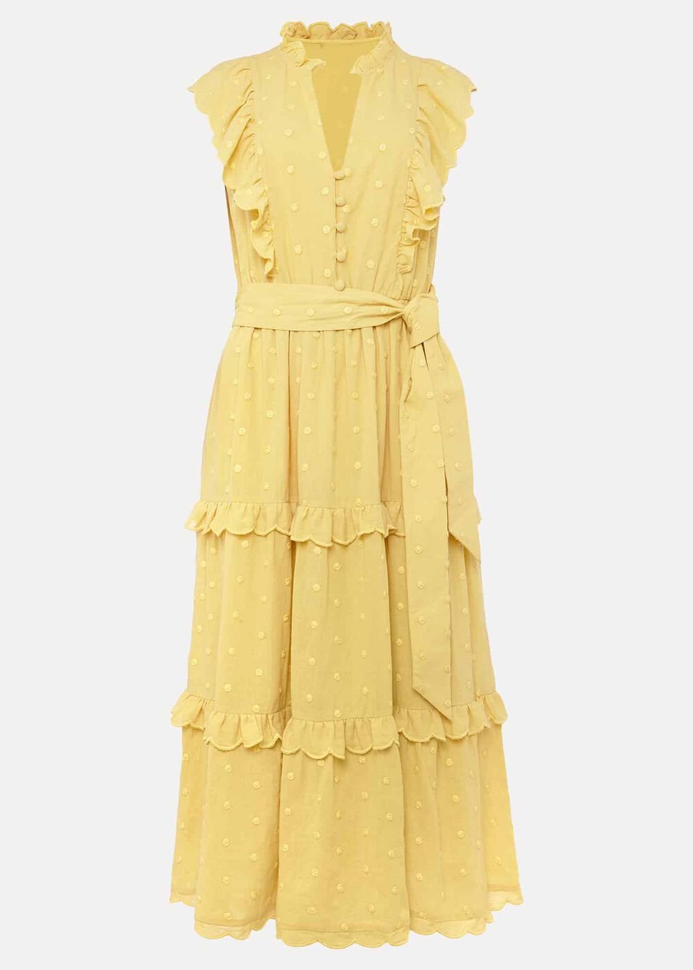 Parissa Cotton Frill Dress - Yellow