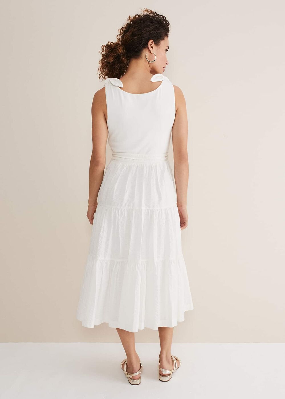 Jennie Strappy Tiered Dress - White