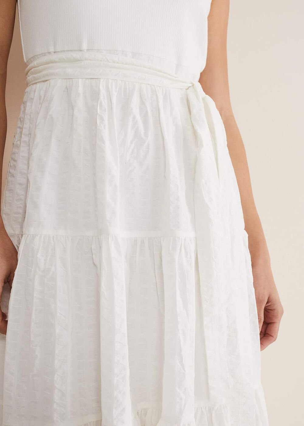 Jennie Strappy Tiered Dress - White