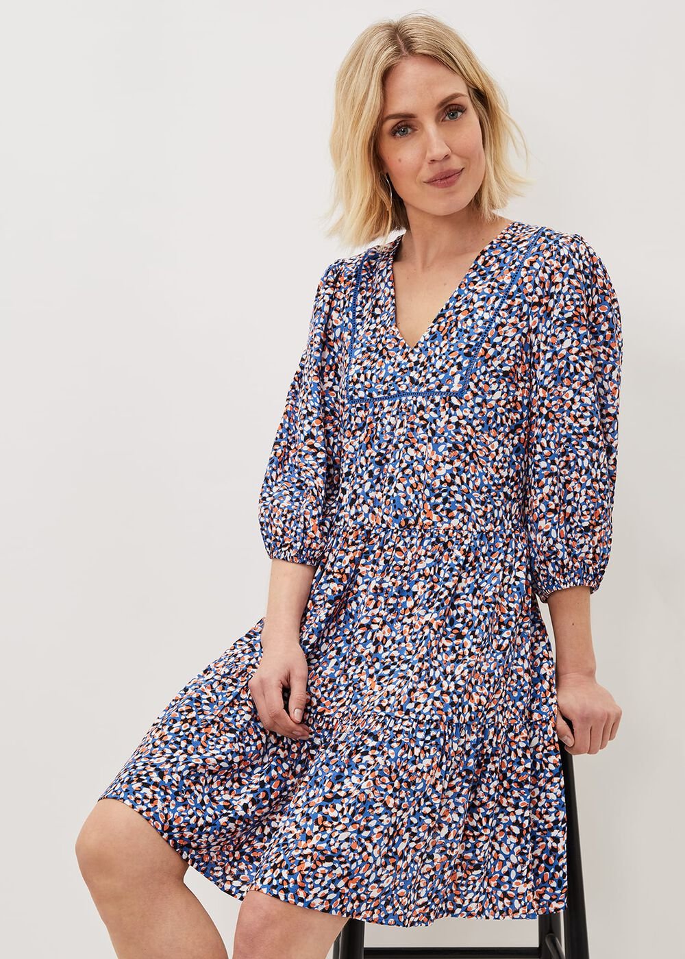 Penele Dotty Print Short Dress - Multi-Coloured