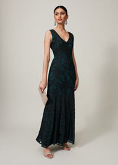 Marigold Tapework Dress - Green/Black