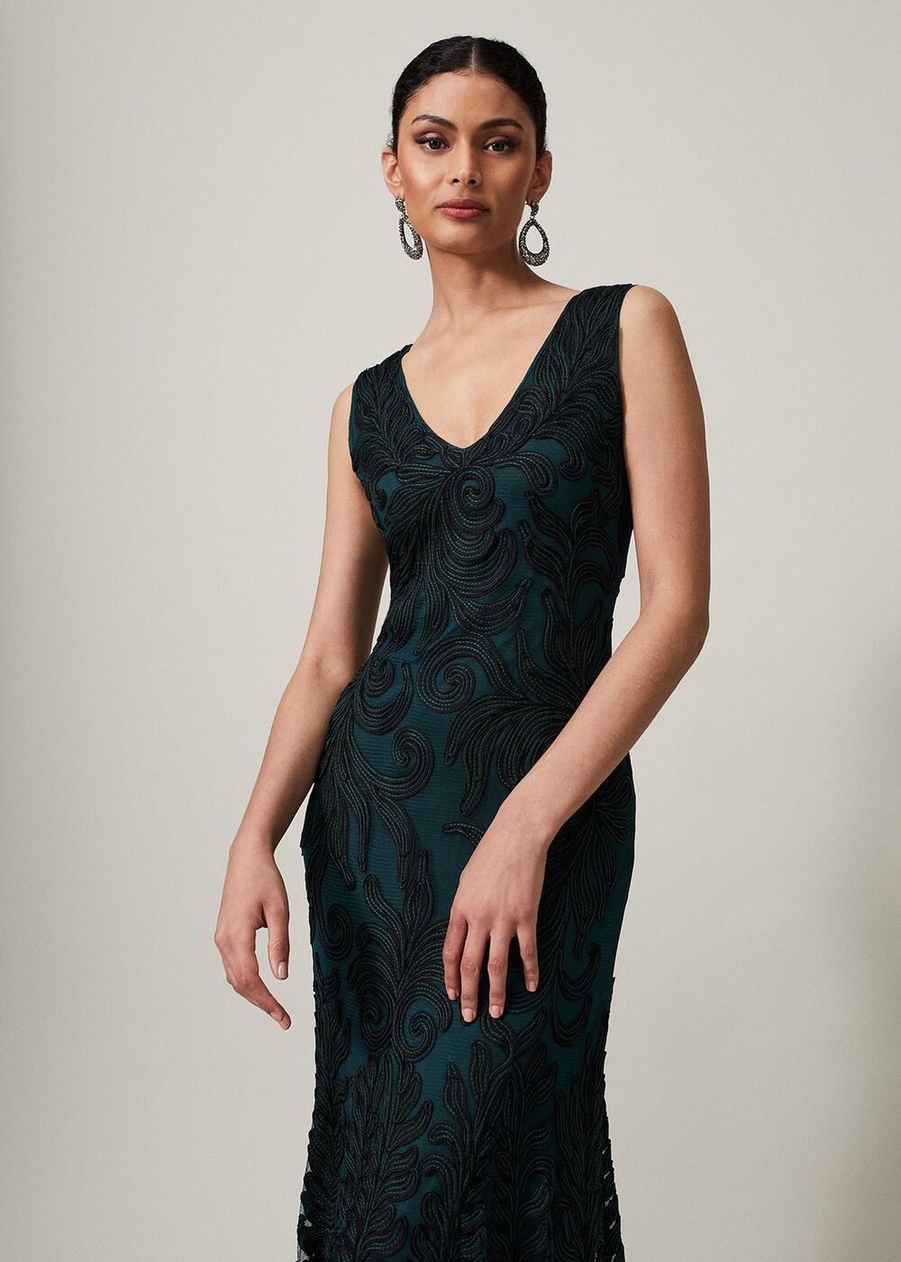 Marigold Tapework Dress - Green/Black