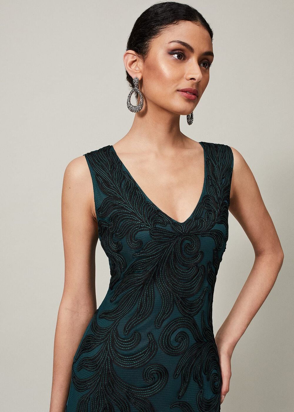 Marigold Tapework Dress - Green/Black