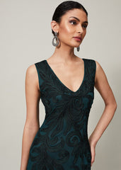Marigold Tapework Dress - Green/Black