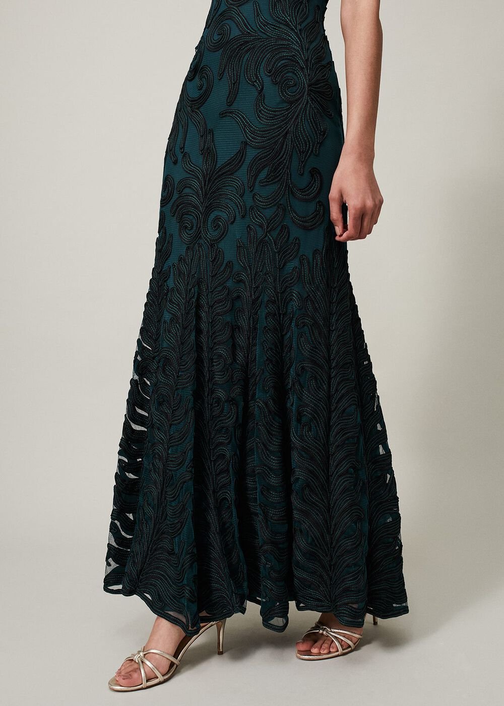 Marigold Tapework Dress - Green/Black