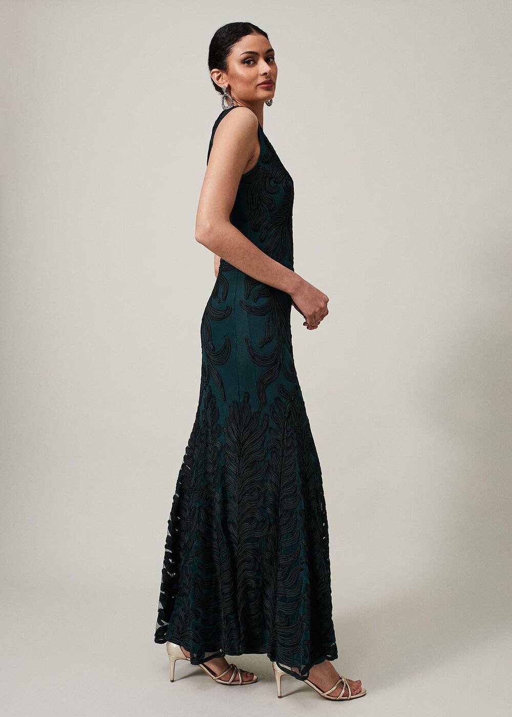 Marigold Tapework Dress - Green/Black