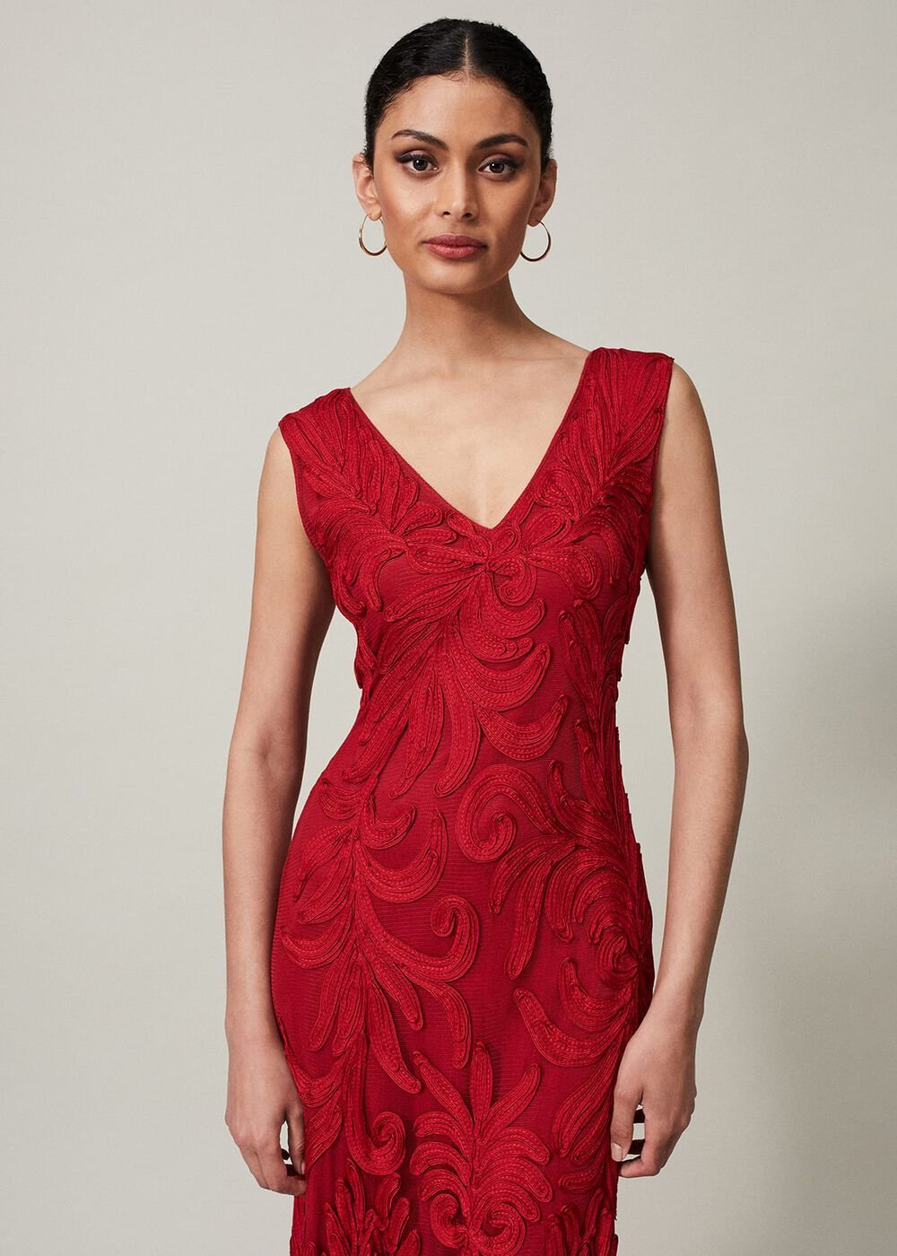 Marigold Tapework Maxi Dress - Scarlet