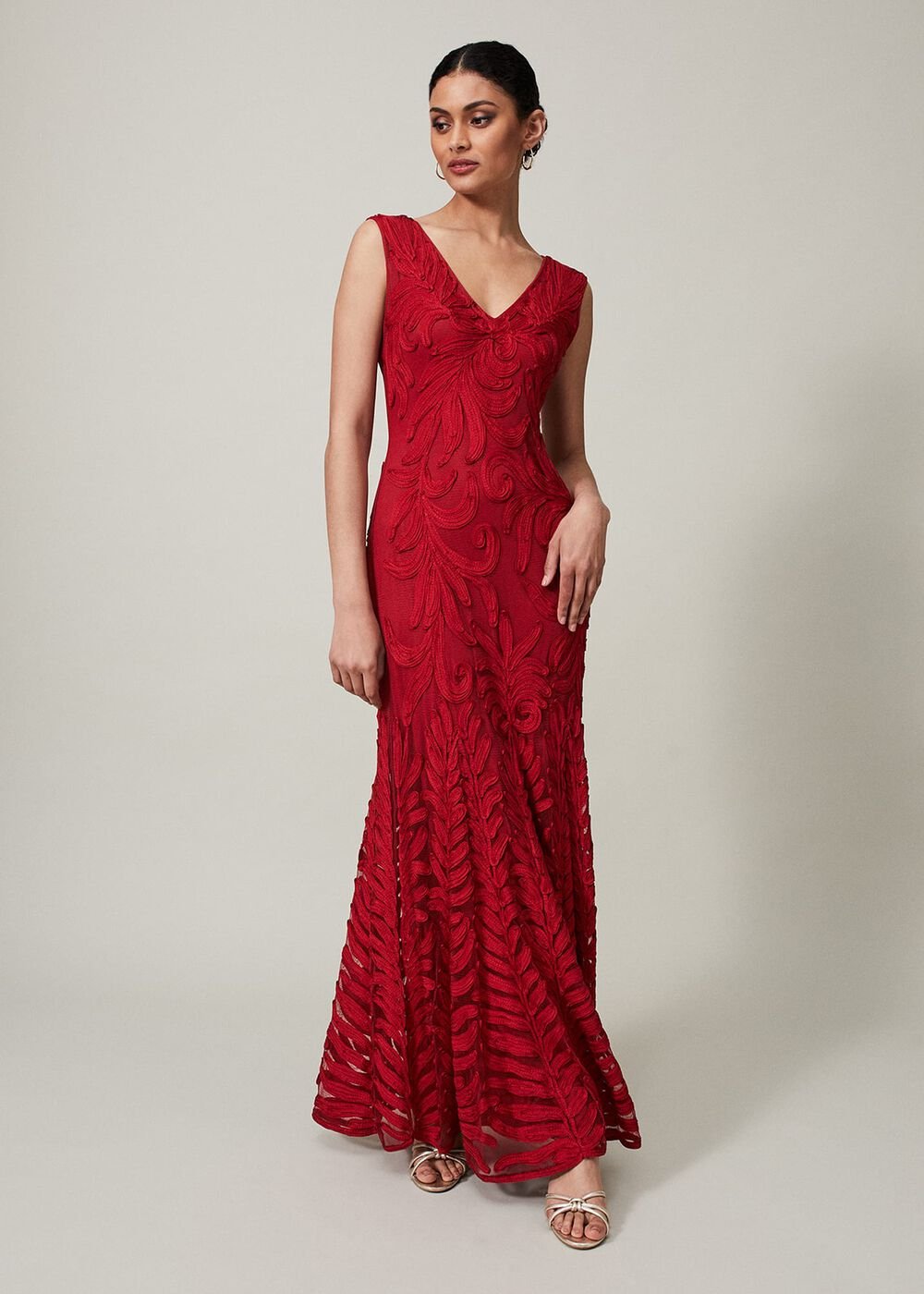 Marigold Tapework Maxi Dress - Scarlet