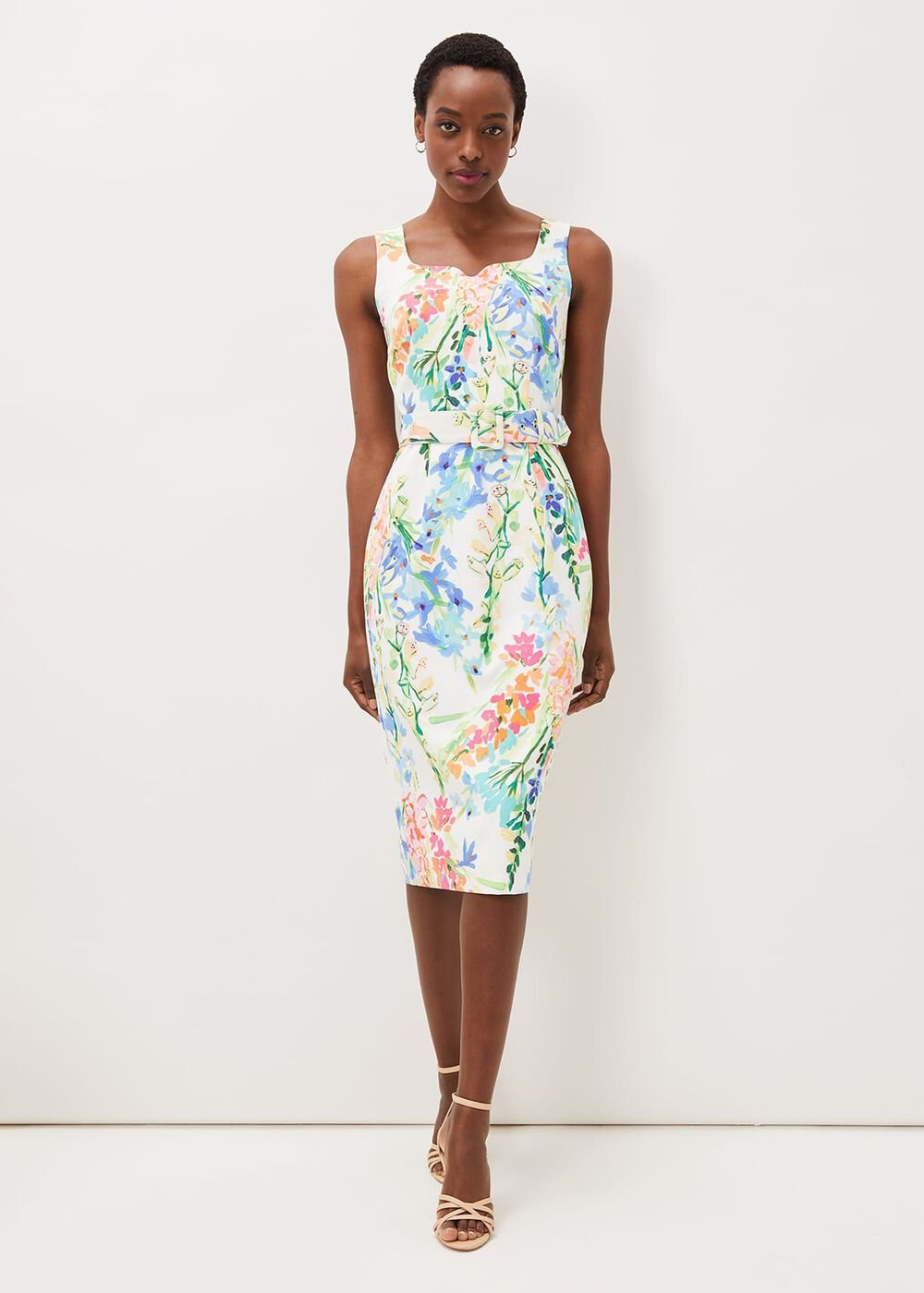 Serina Floral Midi Dress - Ivory Multi