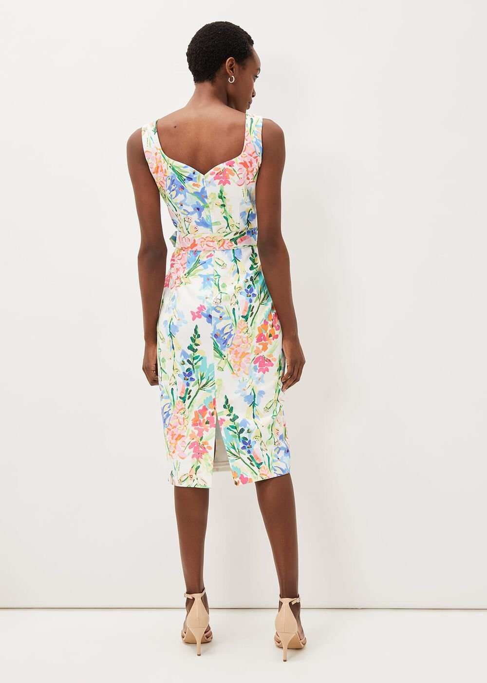 Serina Floral Midi Dress - Ivory Multi