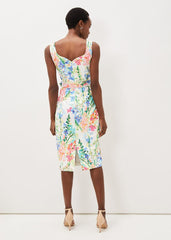 Serina Floral Midi Dress - Ivory Multi