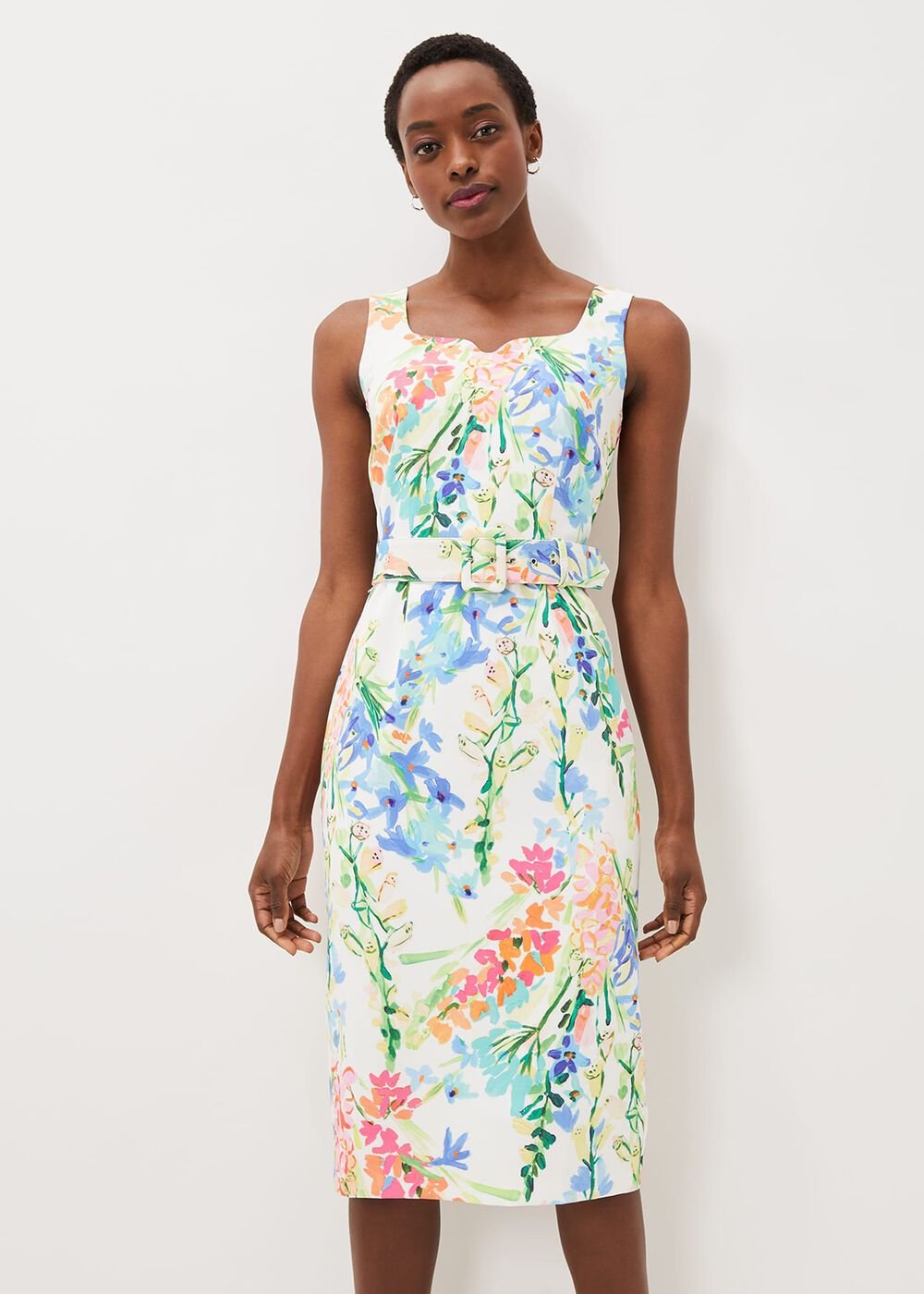 Serina Floral Midi Dress - Ivory Multi