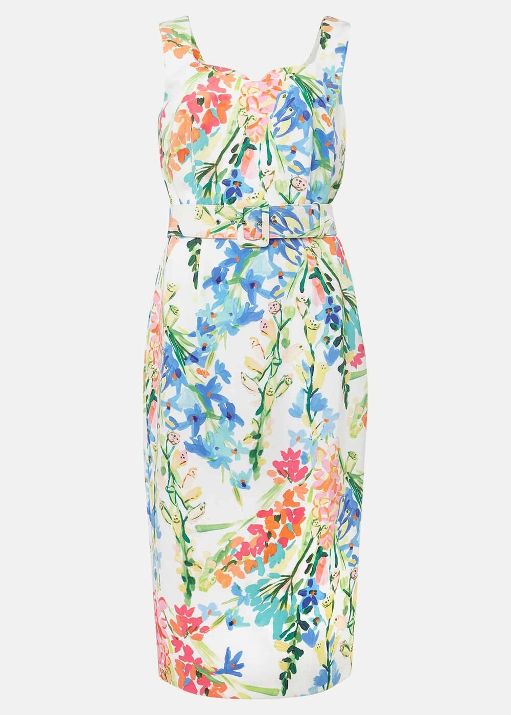 Serina Floral Midi Dress - Ivory Multi