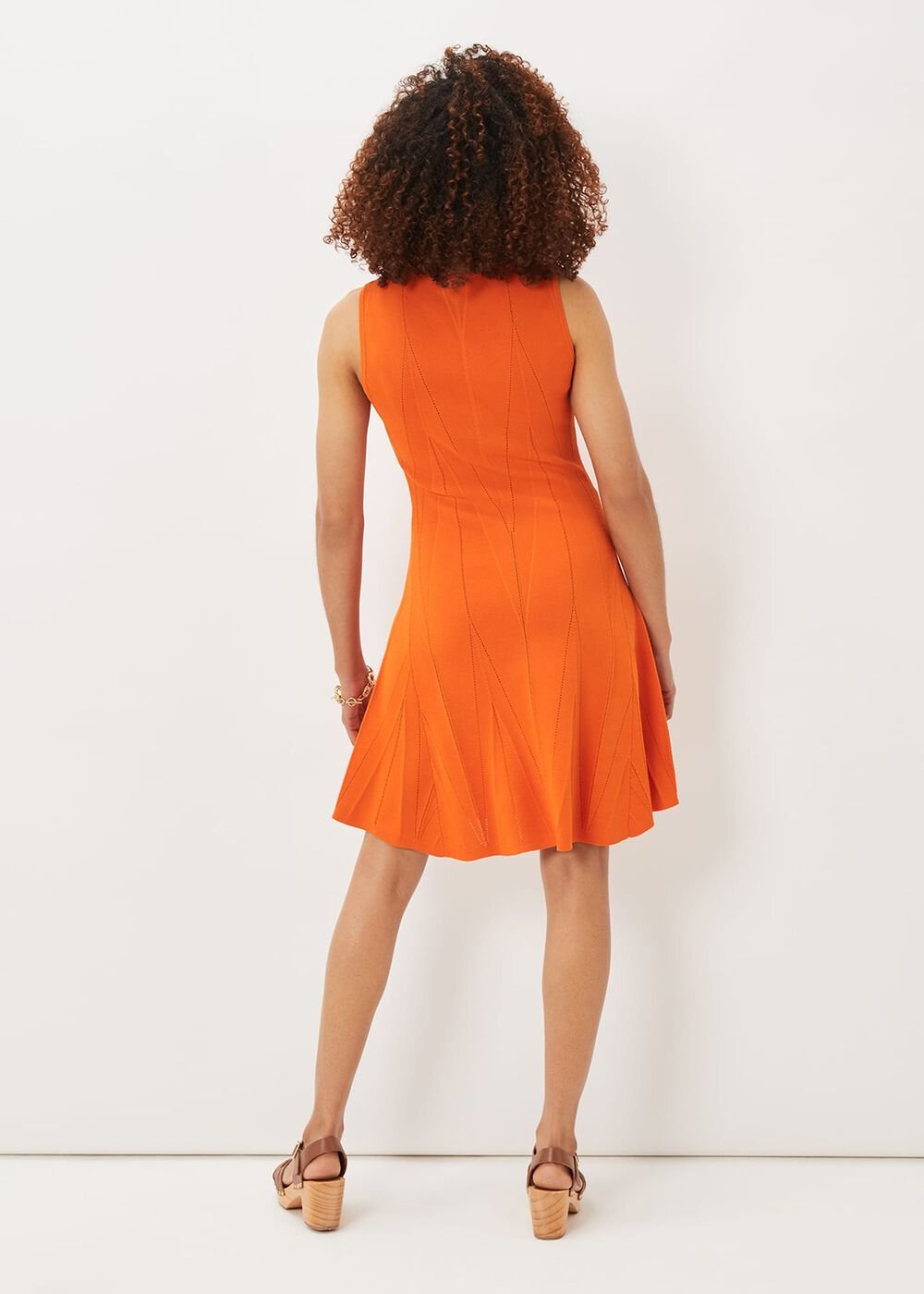 Jaya Stitch Detail Dress - Orange