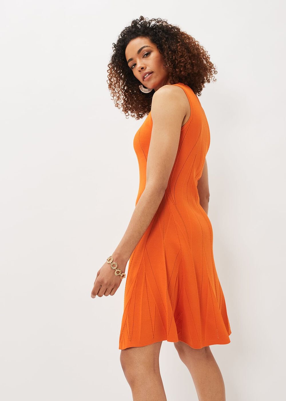 Jaya Stitch Detail Dress - Orange
