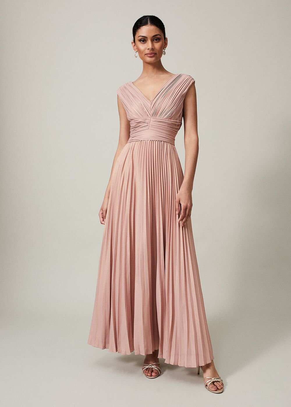 Nelly Pleat Dress - Pink Champagne