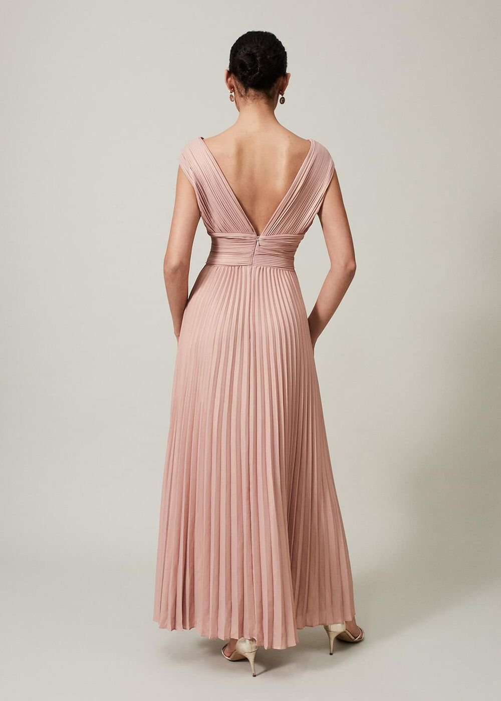 Nelly Pleat Dress - Pink Champagne