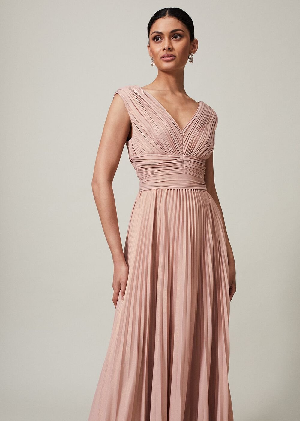 Nelly Pleat Dress - Pink Champagne