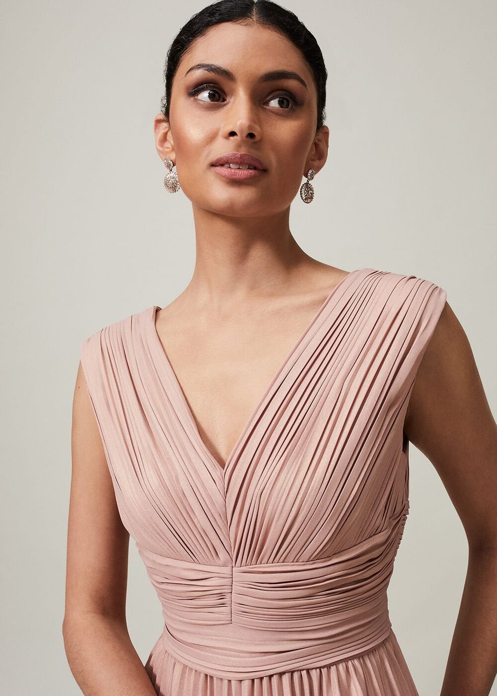 Nelly Pleat Dress - Pink Champagne