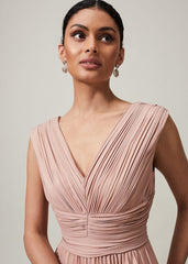 Nelly Pleat Dress - Pink Champagne