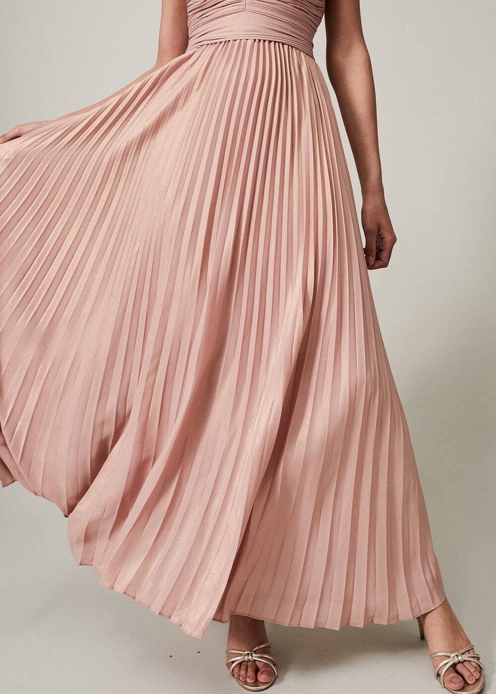 Nelly Pleat Dress - Pink Champagne
