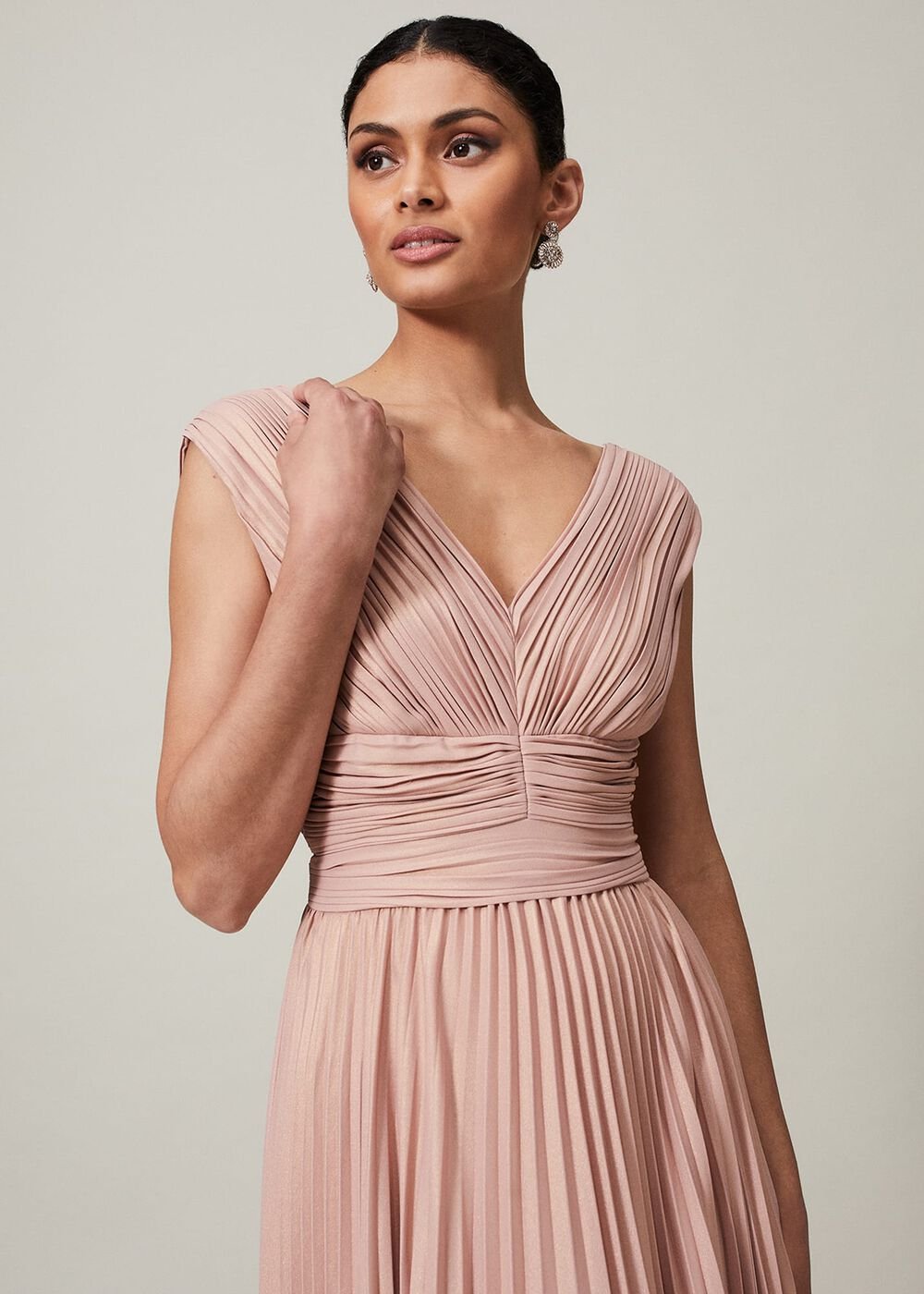 Nelly Pleat Dress - Pink Champagne