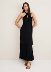 Valeria Jersey Halter Neck Dress - Black