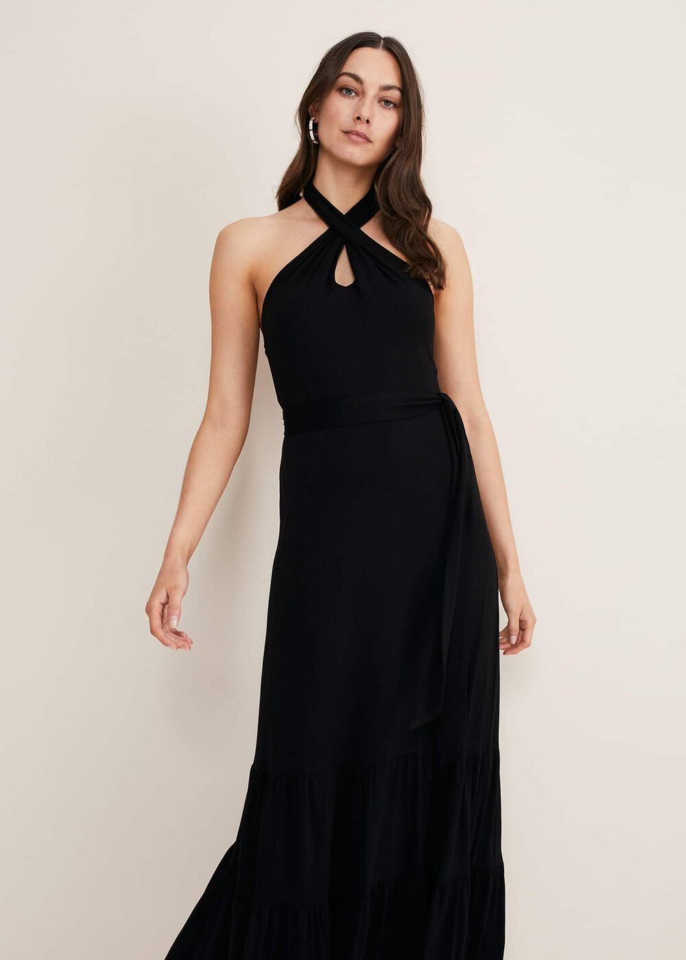 Valeria Jersey Halter Neck Dress - Black