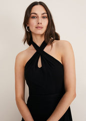 Valeria Jersey Halter Neck Dress - Black
