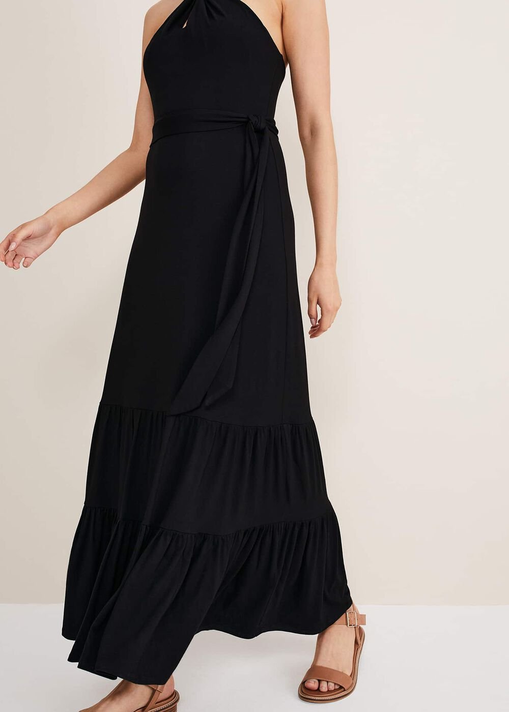 Valeria Jersey Halter Neck Dress - Black