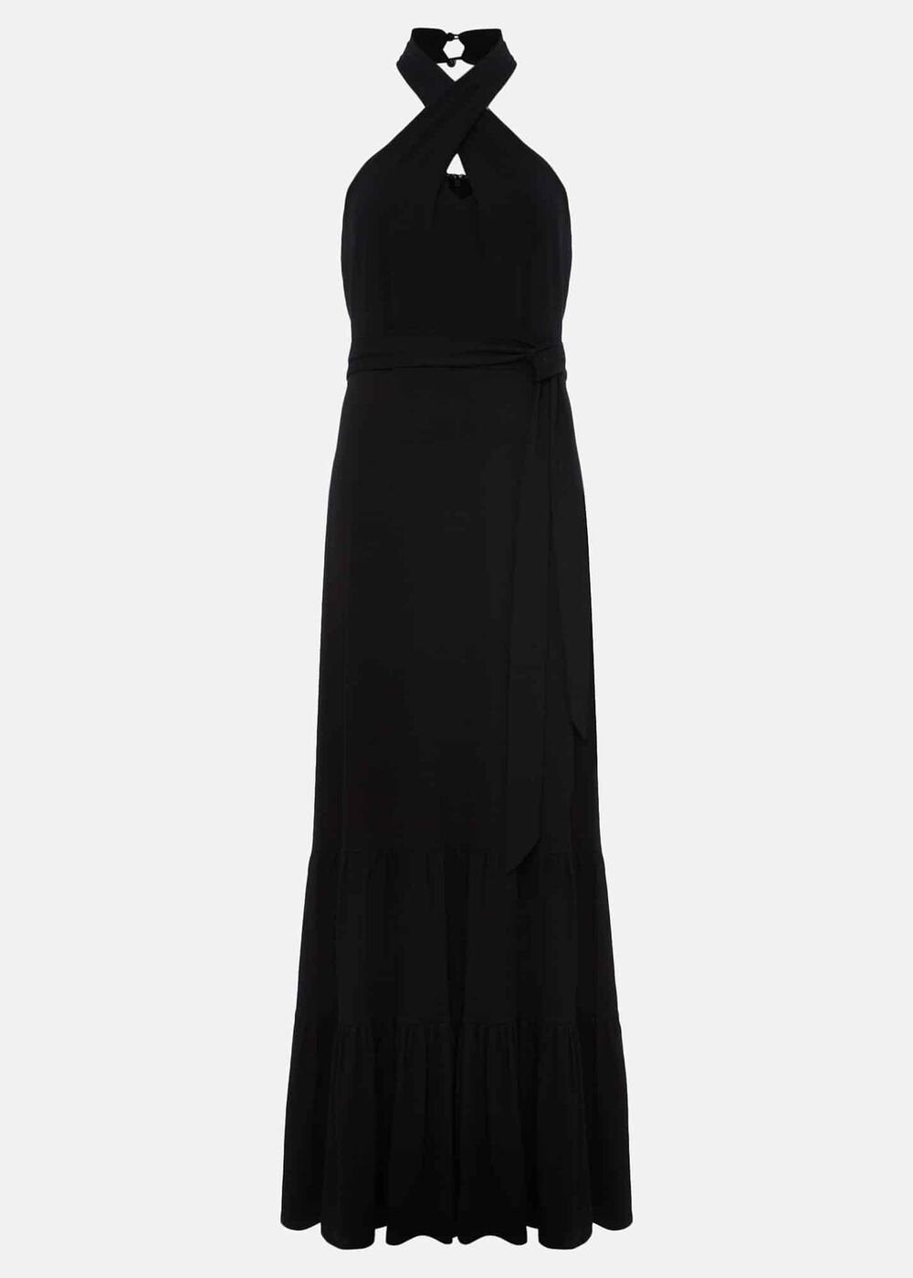 Valeria Jersey Halter Neck Dress - Black