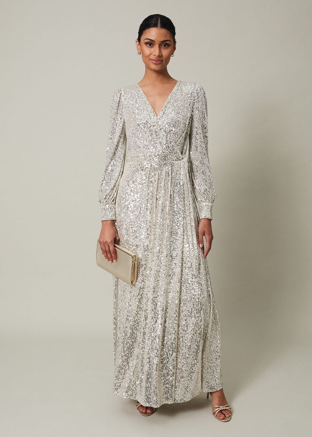 Amily Sequin Maxi Dress - Silver