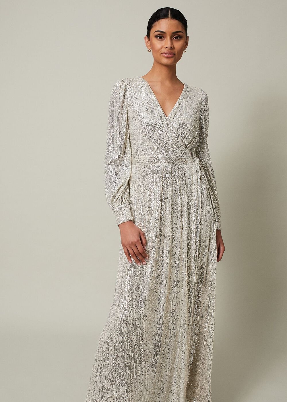 Amily Sequin Maxi Dress - Silver