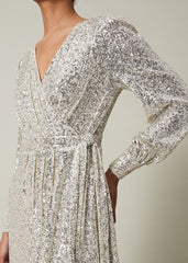 Amily Sequin Maxi Dress - Silver