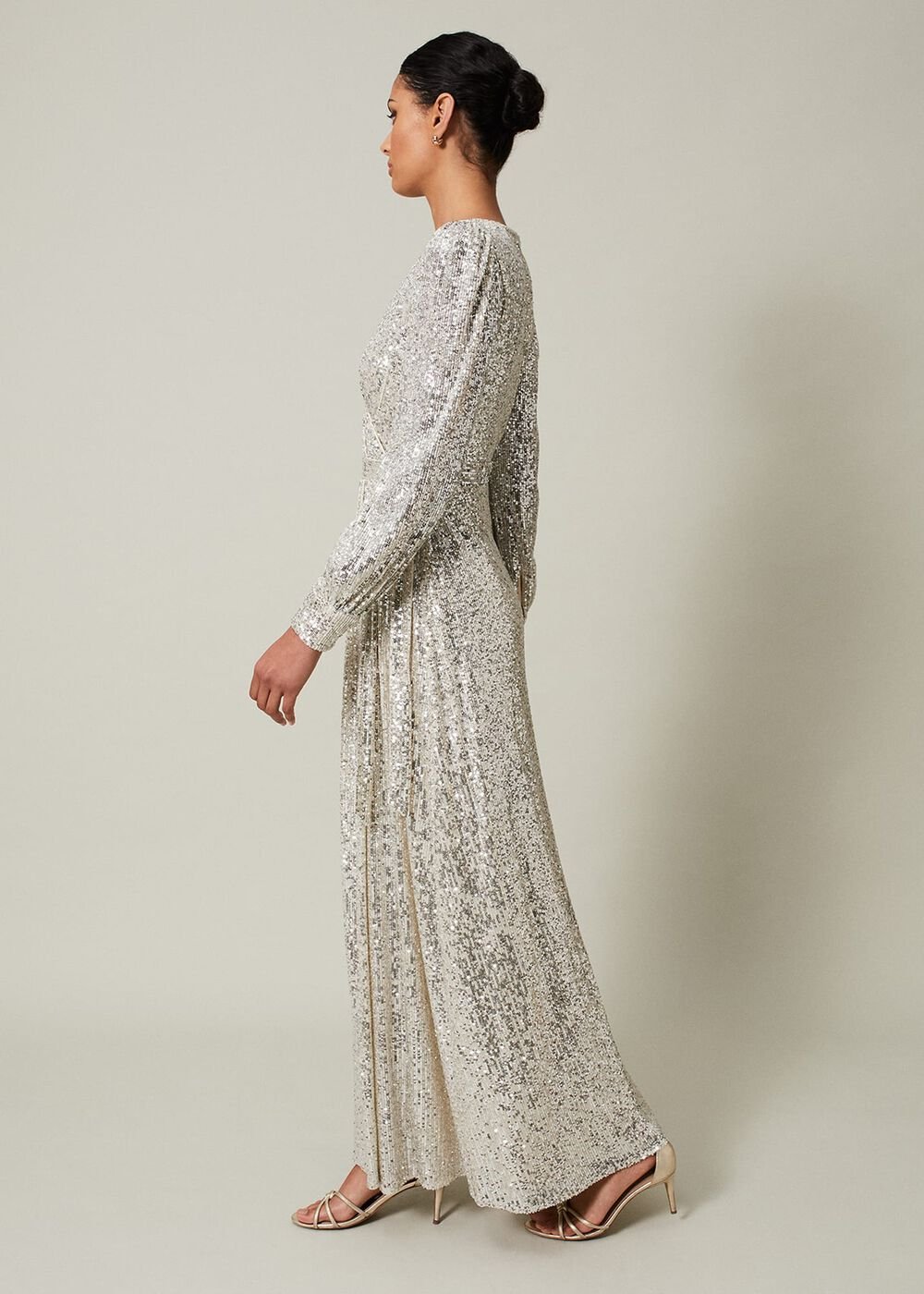 Amily Sequin Maxi Dress - Silver