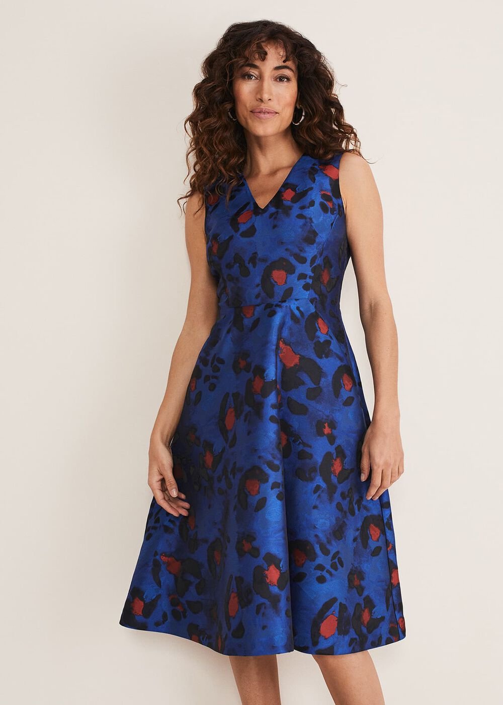 Clarisse Print Jacquard Dress - Cobalt/Multi