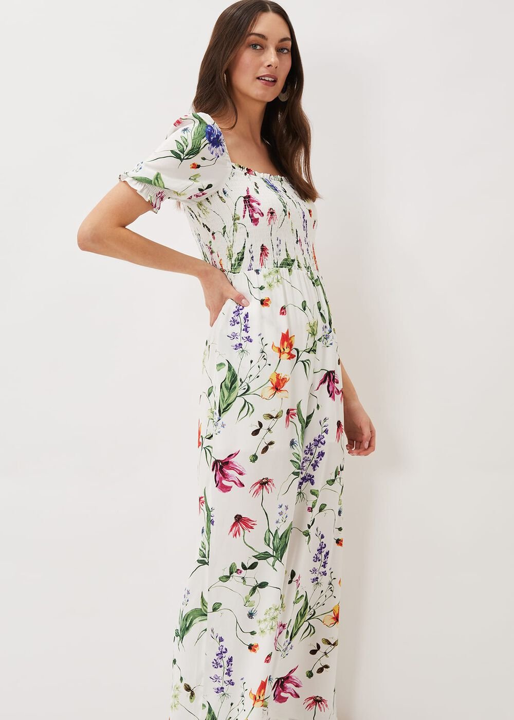 Zaylah Shirred Waist Jumpsuit - White